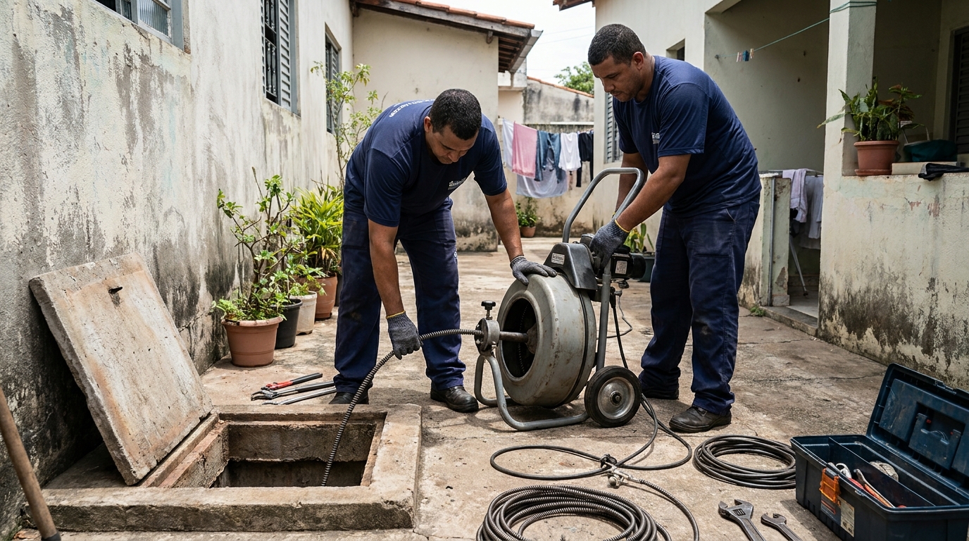 Desentupimento de Coluna Sanitária na Vital Brazil, Niterói‑RJ